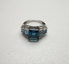 London Blue Topaz, Electric Blue Topaz, Diamond  Sterling Silver Ring