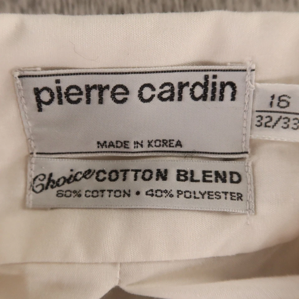 VTG Pierre Cardin Shirt Mens L 16 32/33 White Tuxedo Pleated French Cuff 90s - Image 3 of 4