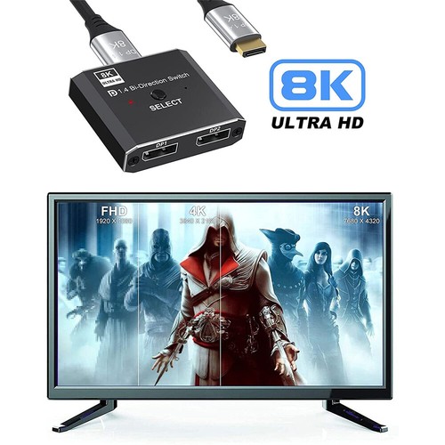 Displayport 1.4 DP Switch HD Bi-directional Splitter Switcher KVM 2X1 1X2 8K 4K - Picture 7 of 8