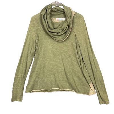 Free People Beach Shirt Womens One Size Green Two Body Corps Deux Funnel Neck