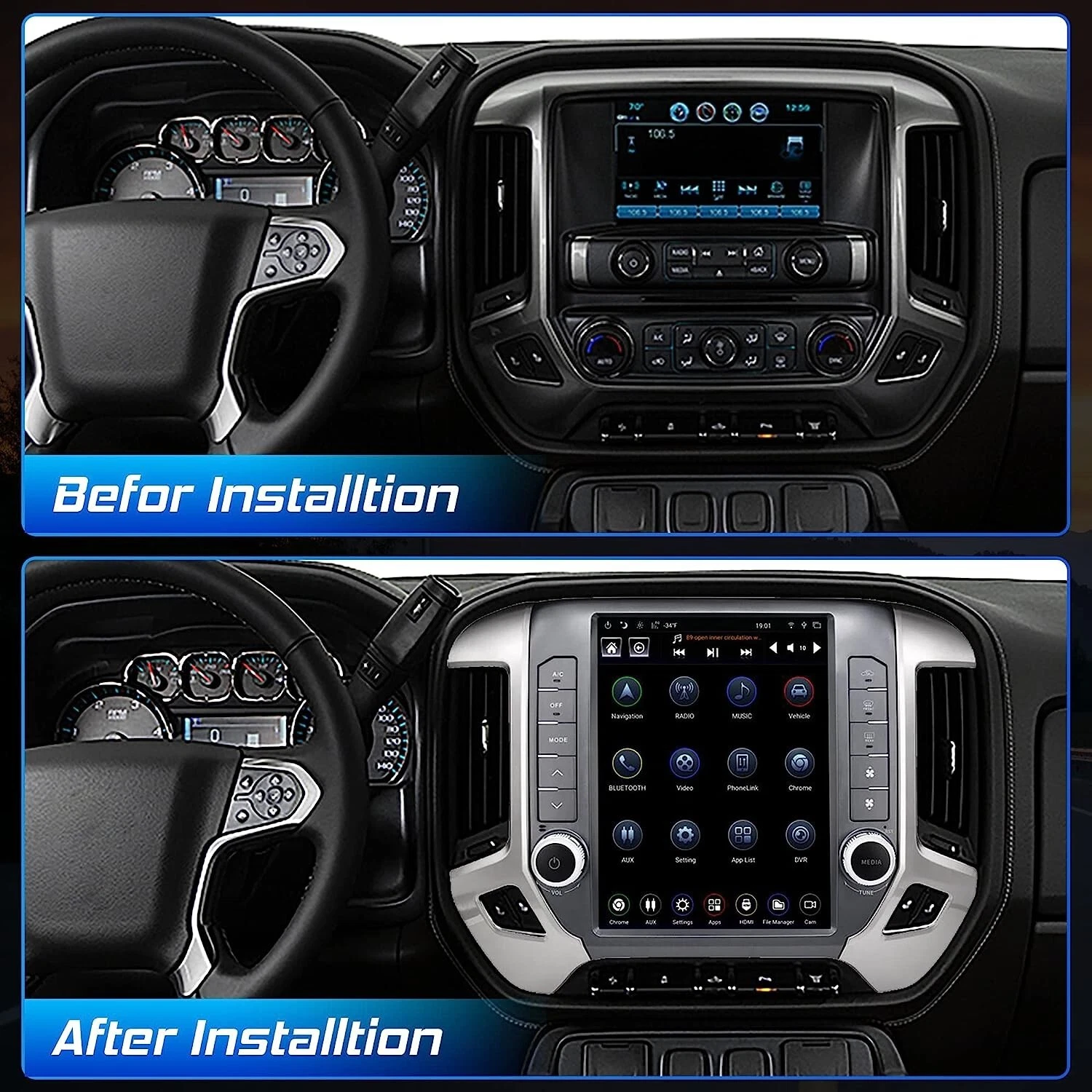New LINKSWELL Gen 4 T-Style Radio for Chevy Silverado/GM Sierra 2014 to 2019 - Picture 5 of 12