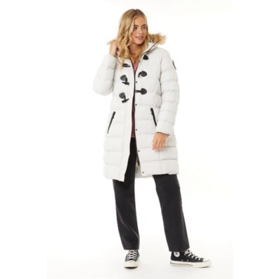 Brave Soul Womens Wizard Long Padded Jacket Stone UK12 UK