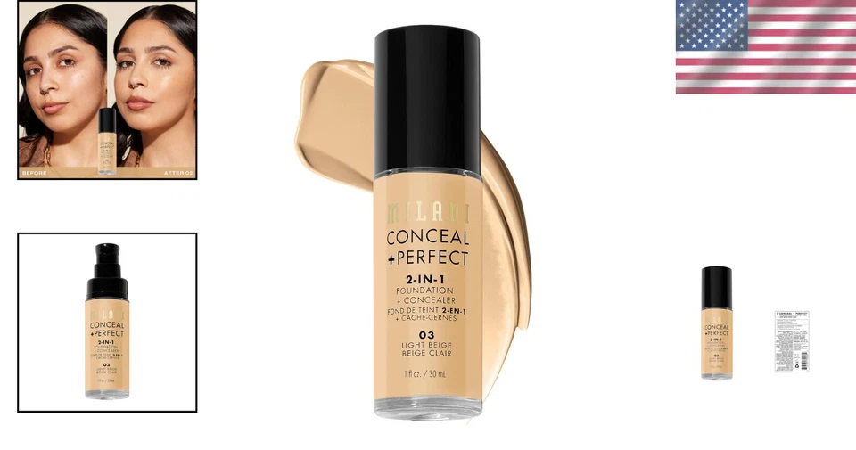 2-in-1 Liquid Foundation + Concealer, Light Beige - 1 Fl Oz of Luxury Care - Image 2 of 4