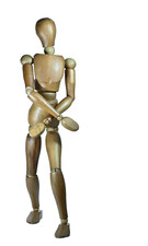 Ancien grand mannequin de peintre  atelier 1950 bois patiné 89 cm articulé