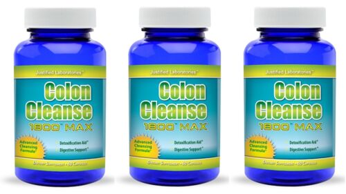 3 X Super Colon 1800 Maximum Cleanse Body Cleansing Detox Diet Weight Loss Pills - Picture 1 of 6