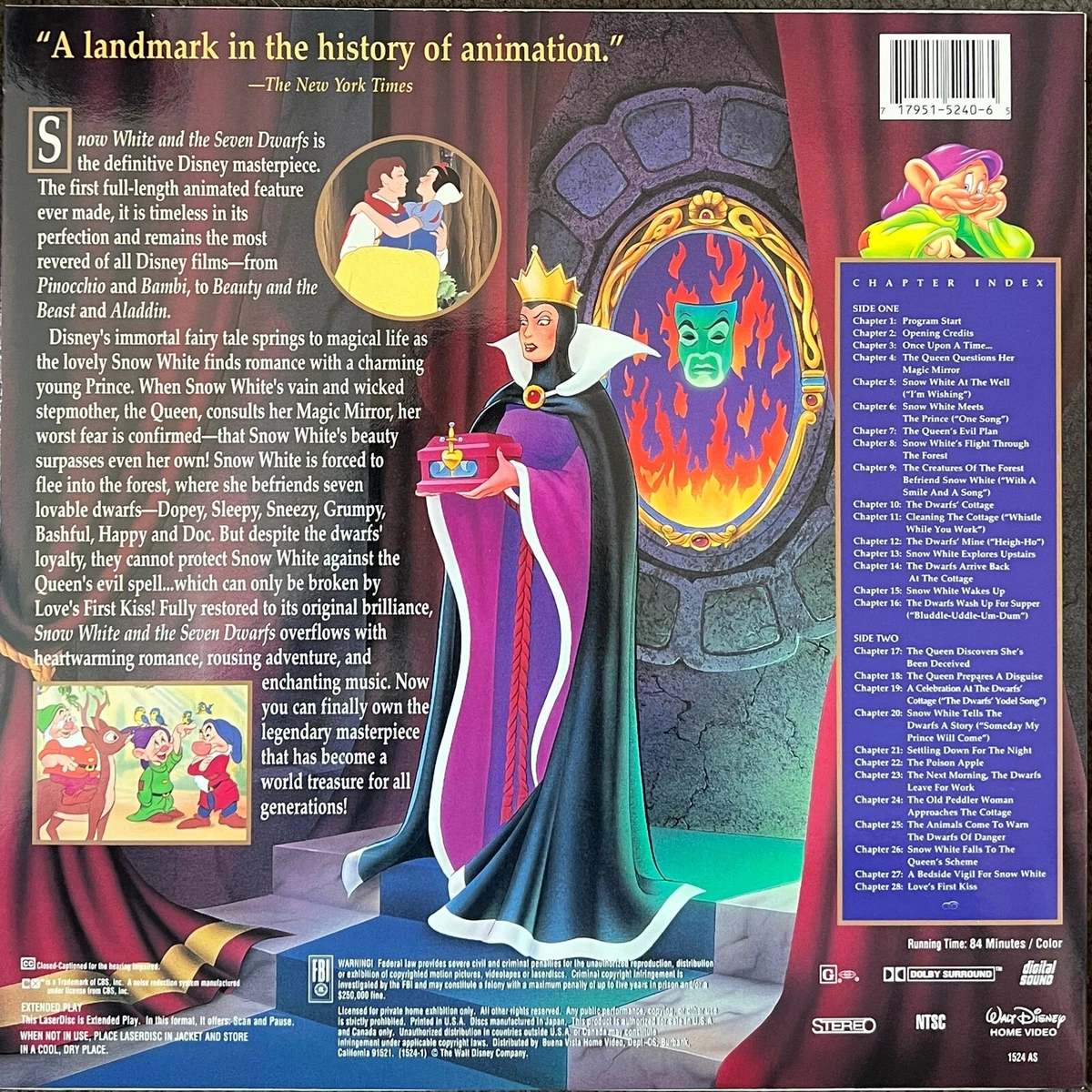 For Snow White Chapter 1 USED SNOW WHITE AND THE SEVEN DWARFS - 1938 LASERDISC PAN & SCAN 1:33 (1524-AS) | eBay
