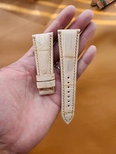 Size 28/18mm Cream Genuine Exotic Leather Skin Watch Strap Band ForBVL