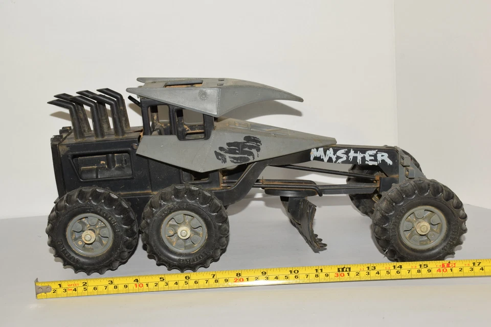 Antigo 1986 Tonka Masher Steel Monsters Road Grader Truck - 17”L x 7 3/4” W - Imagem 4 de 4