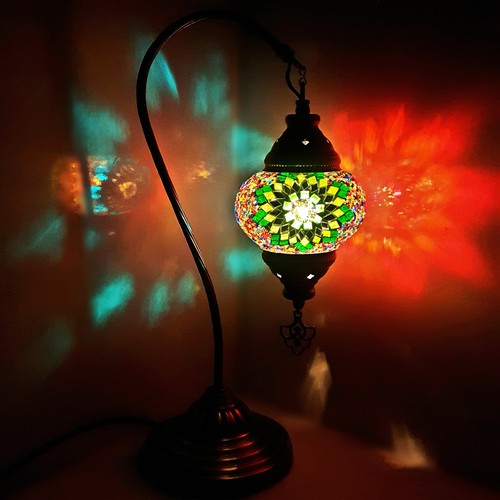Moroccan Turkish Mosaic Lamp Colourful Glass Handmade Table Desk Light FREE BULB - Picture 267 of 436
