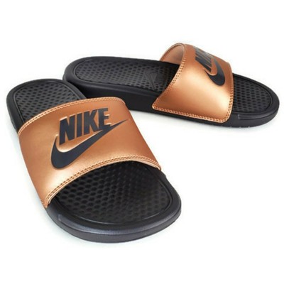 bronze nike slides