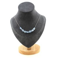 Edelsteine Und Schmucksteine Collier 7 Perlen Aigue-Marine Brasilien Kette