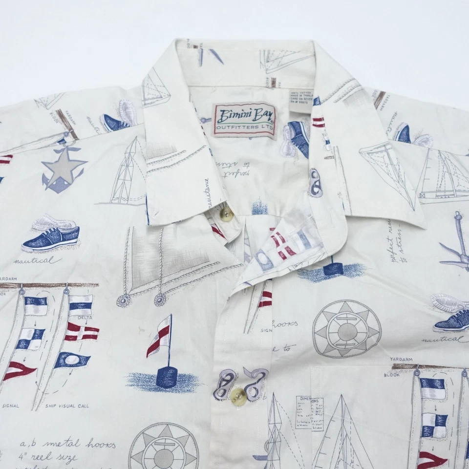 Camisa Bimini Bay Outfitters Para Hombre 2XL Blanca Náutica 100% Algodón Abotonada Foto 2 de 4