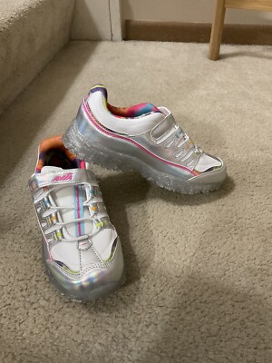 NEW AVIA Kids Girls Memory Foam Light Up White/Holographic Sneakers Shoes  - Main Image