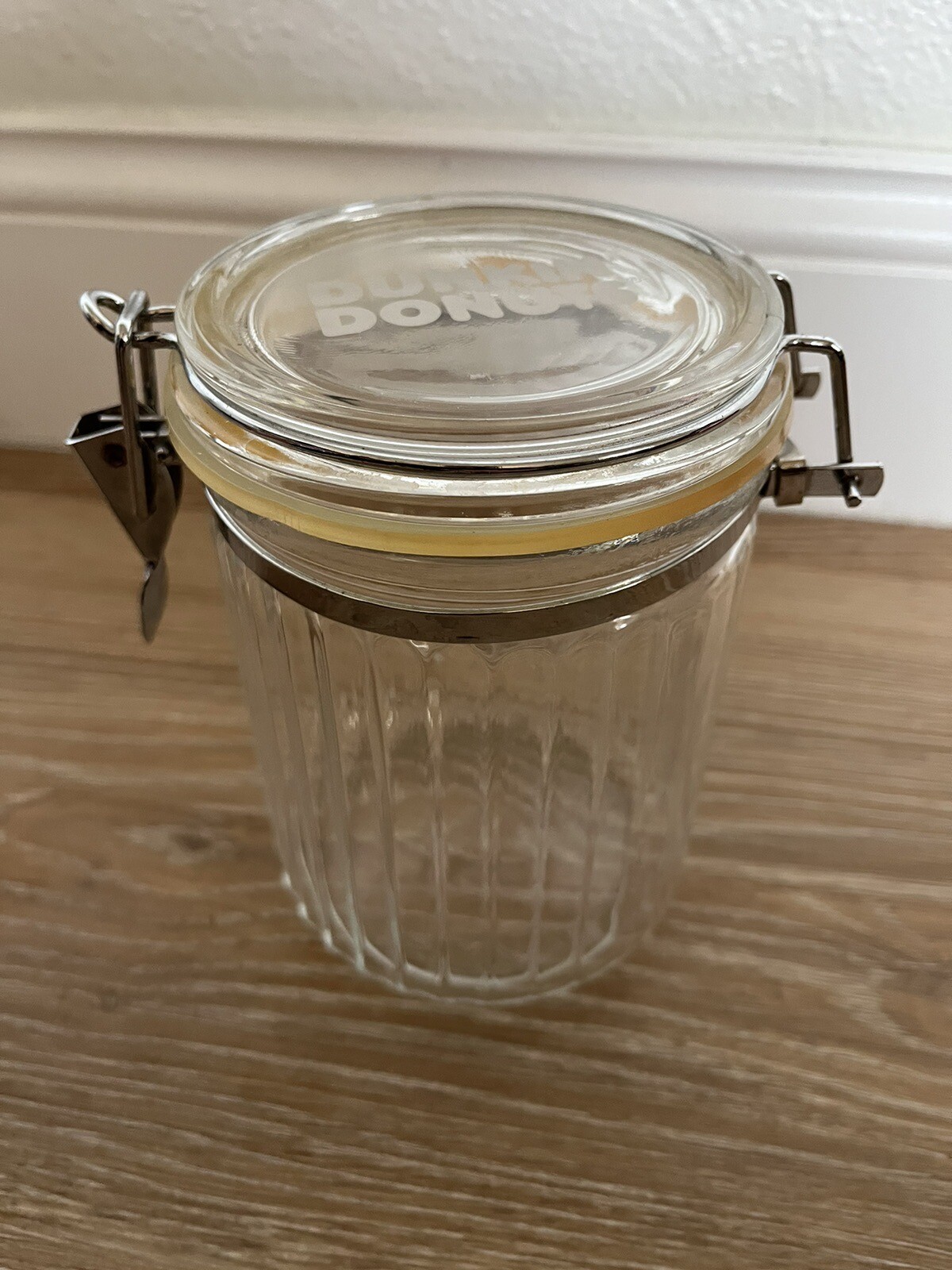 Vintage DUNKIN DONUTS Glass Coffee Storage Jar Container 6.5” Canister