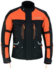 Orange & Black Biker Textile Motorcycle Jacket Fabric Waterproof Cordura