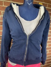 vtg 1970s-80s Thermal Lined Unisex Knit Zip Up Hoodie Sweatshirt Size S/M Hooded