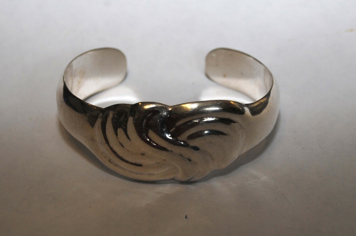 アクセサリー Vintage Mexican Silver Cuff Bangle 925 Vintage Mexico TF-25 Cuff Bracelet 925 Sterling Silver 6,5