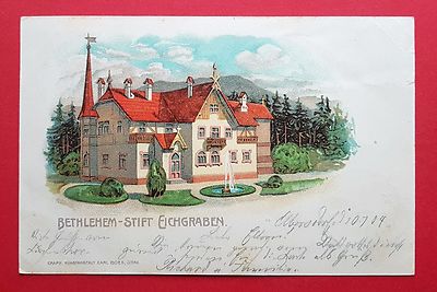 Litho Postcard Eichgraben near Zittau 1904 Bethlehem Abbey (17745