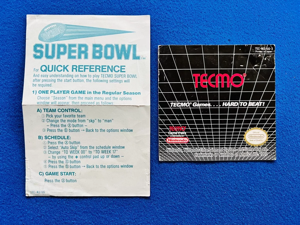 Tecmo Games Hard To beat Gaiden III Tecmo Super Bowl INSERT ONLY Nintendo