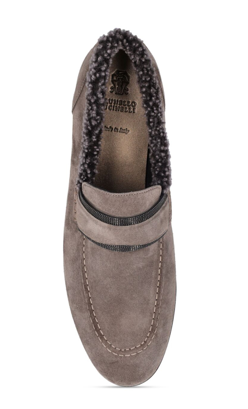 Brunello Cucinelli Loafers Suede Shearling Shoes Slippers Flats Moccasins 39 image 5