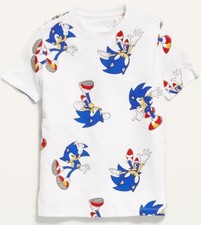 New Sonic the Hedgehog All Over Print Boys Medium Cotton Sega Gaming T-shirt