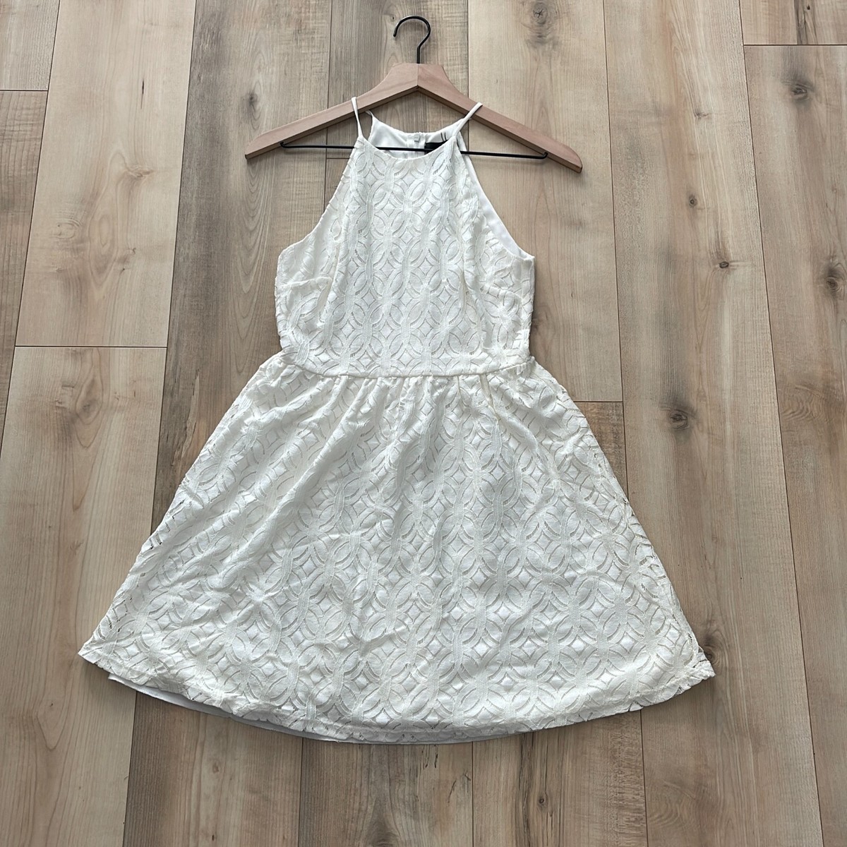 Aqua Womens Off White Sleeveless Regular Fit Back Zip Short Mini Dress Size  XS