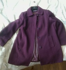 Womens Bhs Wool Coat Size 16 Dark Pink Blackberry Coat Jacket Rrp £65 !!