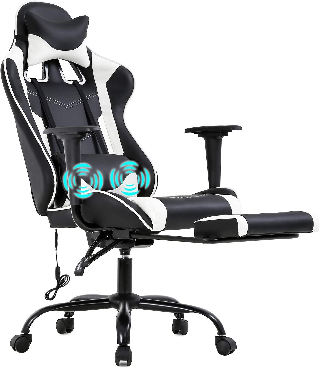 Ergonomic Racing PC Gaming Chair with Massage and Reclining PU Leather Design-image