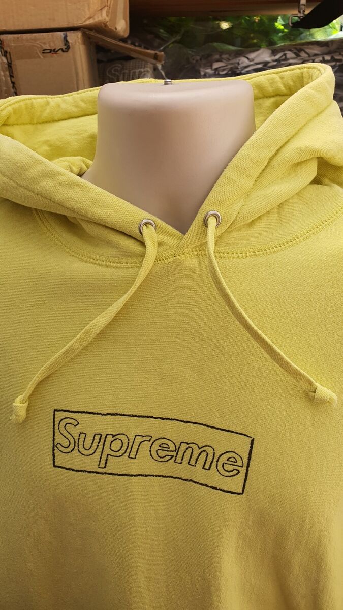 SS21 Supreme Kaws Chalk logo hooded sweatshirt light lemon SS21 Supreme Kaws Chalk logo hooded sweatshirt light lemon