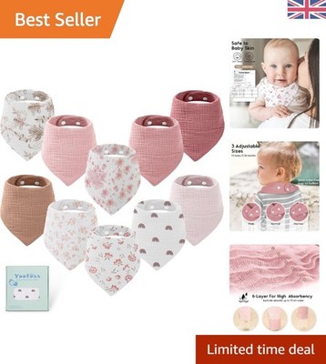 Weiche & saugfähige Musselin Bandana Lätzchen - verstellbar 10er Pack für zahnende Babys