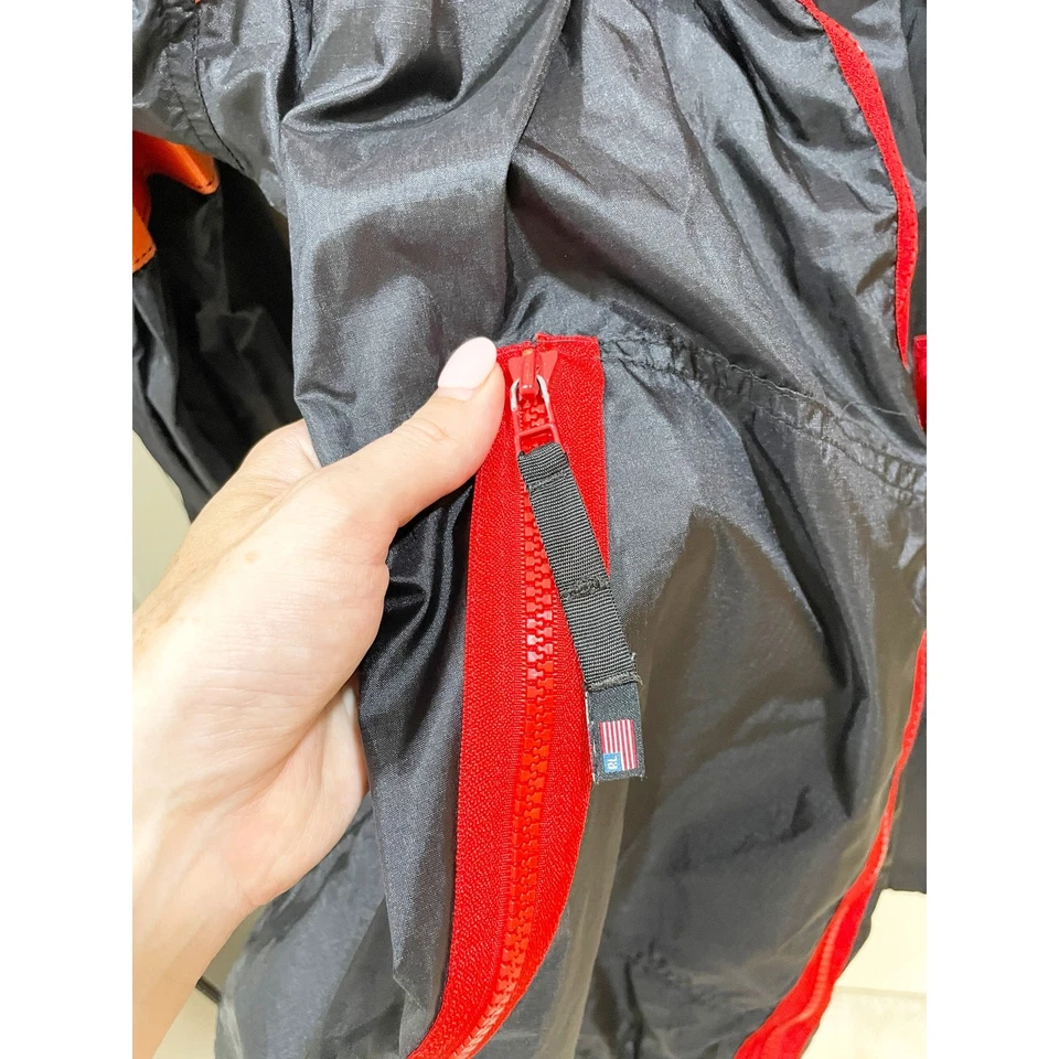Vtg Polo Jeans Co Black Orange Lightweight Nylon Jacket Windbreaker XL - Image 4 of 4