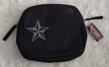 Vintage Hot Topic NWT Discman/iPod Media Black Bag Grey Star Military Bag Snaps