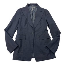 Banana Republic Stretch Made in Italy Wool Blend Blazer Size 6 Gray Charcoal S4