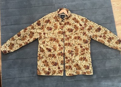 Todd Snyder Floral Lined Mid-Length Shirt Jacket XXL Beige Brown Gold Button