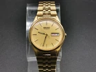 Seiko Watch Men 35mm Champagne Dial Gold Tone Daydate 7N43-8A39 New Battery