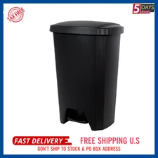Kitchen Trash Can, 12.1 Gallon Plastic Step Garbage Bin with Foot Pedal Lid