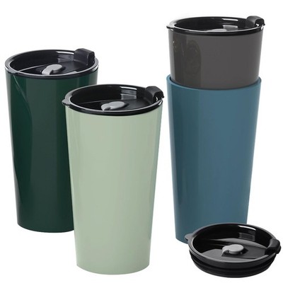 Greentainer 4 Pack Plastic Travel Coffee Mug large, 4 Mugs with Lids-Dark
