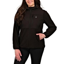 Spyder Women's Polar Fleece Full Zip Jacket Hooded Black Large NWT