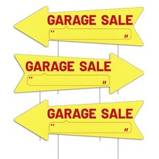 Yellow Arrow Garage Sale Sign with Stakes Waterproof Reusable Yard Sale Signs...