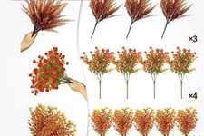 12 Bundles Artificial Fall Flowers for Outdoors Fall Decorations,UV Resistant