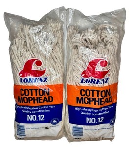 Lot of 2 Lorenz No. 12 Cotton Mop Heads High-Absorption Commercial Quality NEW