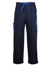 Unisex Stretch Navy Scrub Cargo Pants with 5 Pockets Medium, Medium,