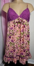 Ambrielle Multi-color Floral Adjustable Straps Lace Cups Nightie Size Small