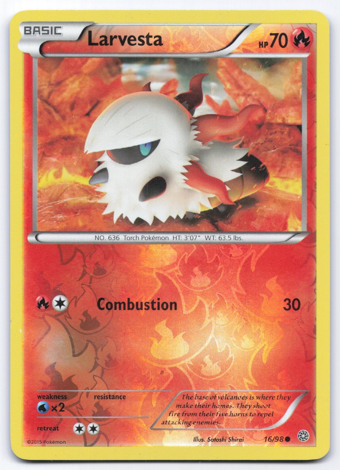 Larvesta 16/98 Ancient Origins Reverse Holo Common Pokemon Card LP