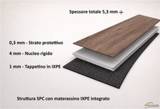 Pavimento SPC Effetto Legno 5,3 mm con Materassino IXPE – Incastro Click 20€/MQ