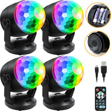 4-Pack Disco Ball Light, Sound Activated DJ Strobe Light W/Remote, Battery Power