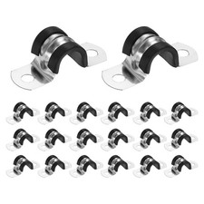 20pcs M14 Stainless Steel Rubber Pipe Strap EPDM Cushioned Cable Clamp