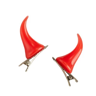 1pair Goth Bull Horn Hairpin Carnivals Hair Clip Halloween Hairpin for Girl - Image 1 of 4
