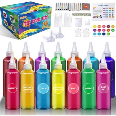 Kreativ Batikfarben Set Kinder Erwachsene 14 Farben Tie Dye Kit Stofffärbung ...