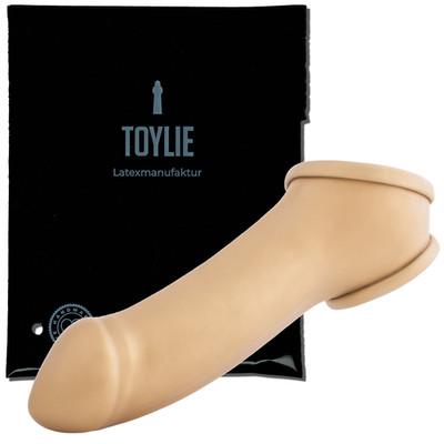 Toylie ERIK Latex-Penishülle mit ausgeformter Eichel & Hodenring Ball-Strap 19cm